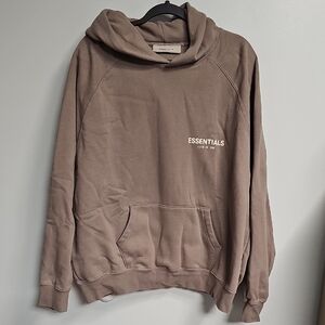 Fear of God ESSENTIALS Hoodie Large Taupe Pullover Hooded Sweatshirt (#3)